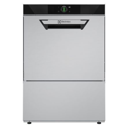 Electrolux pult alatti tányérmosogatógép (L), érintőkijelző, szimpla fal, nyomásos bojler, öblítőszer és vegyszeradagolóval szállítva, ürítőpumpa, tankszűrő, 65 kosár/óra, 3 fázis